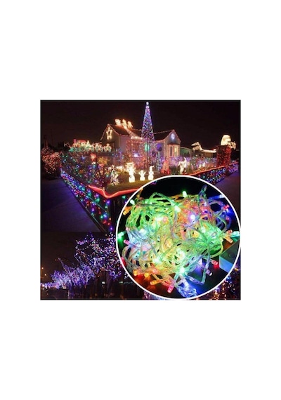 100 Ledli Yılbaşı Led Işık Süs 10 Metre Parti Led Işıkları Karışı RGB