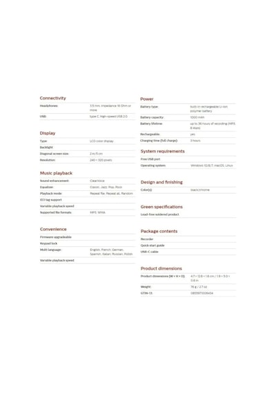 Philips Uyumlu Dvt2110 Ses Tracer Dijital