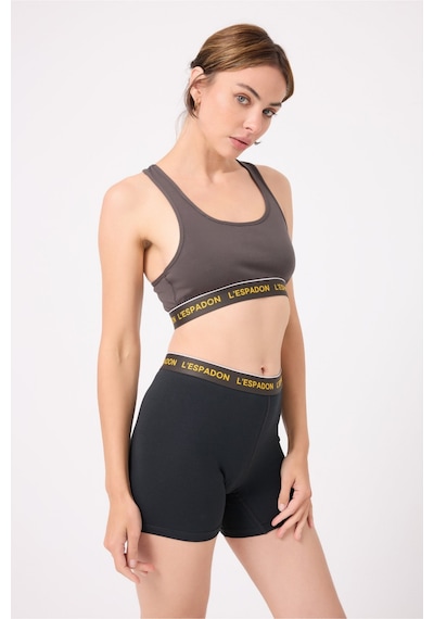 Racer Crop Top Racer Back Crop Top-3'li Avantaj Paketi-3407 Kömür Gri Kahve