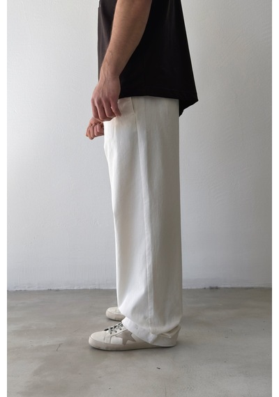 Flaw Basic Baggy Pantolon-29077 Beyaz