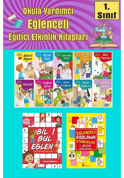 1.sınıflar İçin Okumayı Sevdiren 10 Lu Hikaye Seti -bil Bul Eğlen-kodlama 19 Okulda Evde Tatilde