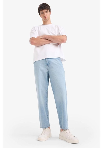 Defacto %100 Pamuk Relax Fit Geniş Paça Jean Kar Yıkamalı Pantolon E1376ax25smnm39 Mavi