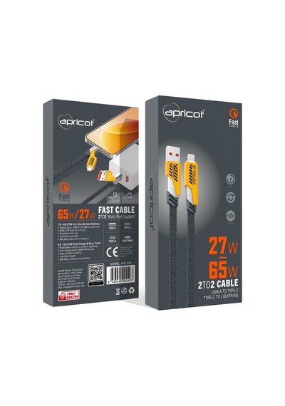 Apricot Apc-x65 2in1 Usb-a To Type-c + Lightning 65w Hızlı Şarj + Data Kablosu