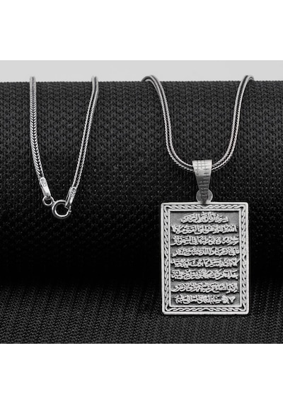 Takılingo 925 Ayar Gümüş Ayet'el Kurs-i Yazılı Kolye Gümüş