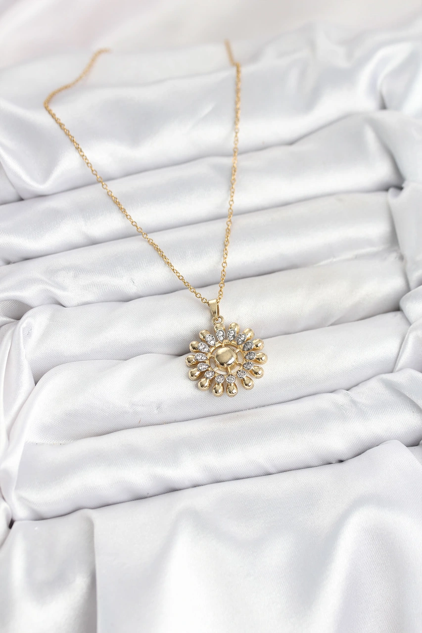 Nova Bazaar 316l Çelik Zincir Gold Renk Güneş Model Kadın Kolye altın