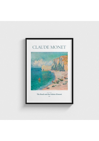 Claude Monet The Beach And The Falaise D Amont Tablo Çerçeveli Poster Duvar Dekorasyonu Siyah Çerçeveli Tablo Siyah Çerçeveli Tablo Dn11d140sıyah