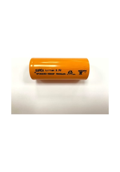 Supex 26650-5000ma 3.7 Volt Düz Kafa Pil