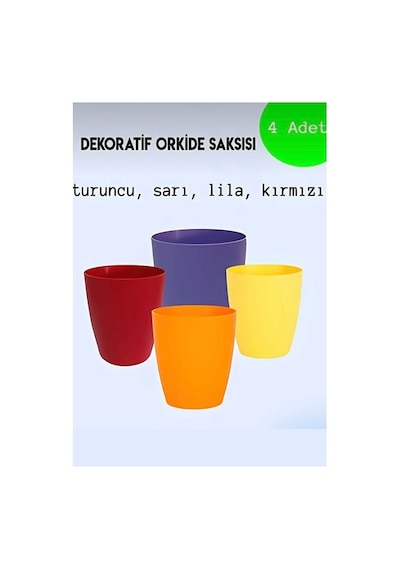 Dekoratif Karışık Renk Orkide Saksısı-4 Adet Set  -12 Pot Üretim Saksısına Uygun