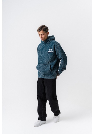 Respire Erkek Mma Baskılı Kapüşonlu Oversize Hoodie Zümrüt