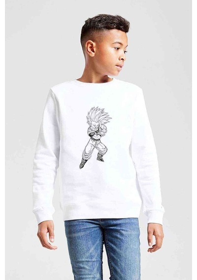 Tshirthane Dragon Ball Baskılı Unisex Çocuk Beyaz Sweatshirt (534758306)