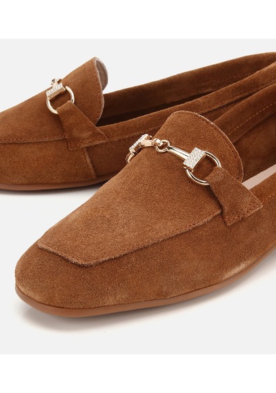 Hotiç Kadın Süet Deri Taba Tokalı Günlük Loafer