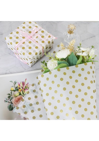 Altın Puantiyeli Pelur Kağıt, Dekoratif Hediye Paketleme Ve Ambal