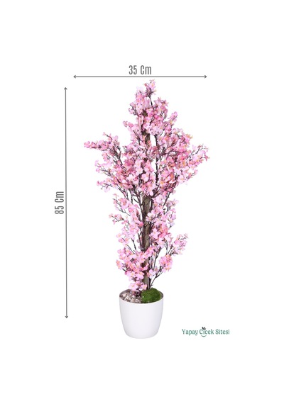 Yapay Çiçek Sitesi Yapay Mini Çiçekli Sakura Kayısı Ağacı 85 Cm Pembe Pembe
