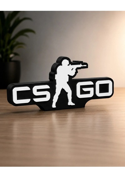 Veriqo 3d Csgo Yazılı 3d Dekoratif Obje Gamer Hediyelik Masaüstü Duvar Süsü Siyah - Beyaz