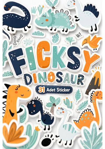 Sevimli Dinozor Sticker Seti - 31 Adet Etiket Çıkartma Diğer