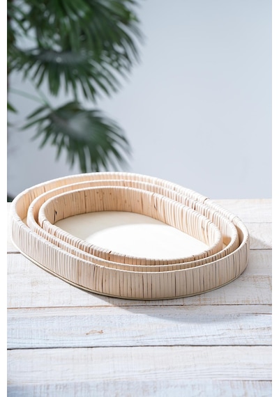 Acar Oval 3 Parça Hasır Tepsi