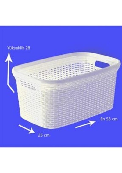 Beyaz, Hasır Desenli Plastik Çamaşır Selesi - 25x35x53cm Sku: Smg8690010581655 40 x 19