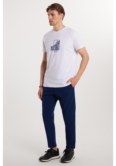 Tudors Erkek Beli Lastikli Bağcıklı Jogger Lacivert Pantolon Rahat Kesim Yan Cepli-33184 Lacivert