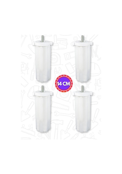 Gizli Orta Mobilya Kanepe Koltuk M8 Civatalı Orta Ayarlanabilir Destek Ayağı Beyaz 14 Cm - 18 Cm Beyaz