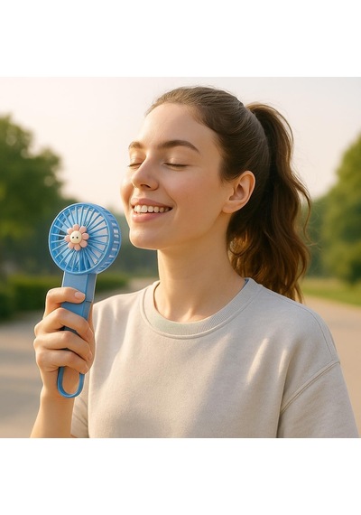 Coverzone Taşınabilir Mini Usb Fan Led Işıklı Masa Üstü 3 Kademeli Dahili Işık Şarj Edilebilir Mini Vantilatö