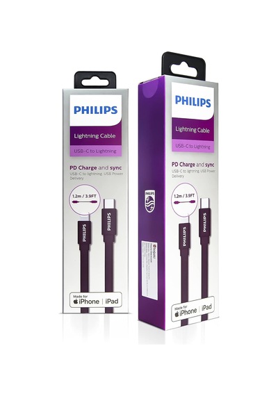 Philips Dlc9543v/97 Mfı Sertifikalı Usb-c To Lightning Hızlı Şarj Kablosu, 1.2 Metre, Siyah