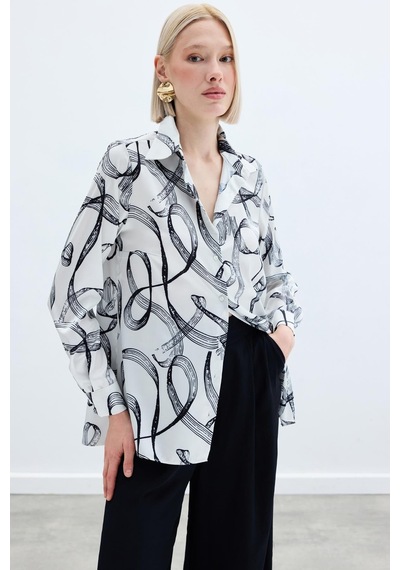 Sateen Desenli Klasik Gömlek - Siyah-136241 Siyah