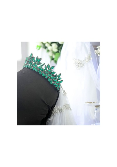 Kristal Taşlı Zarif Gelin,kına,nişan,söz,after,bride,party Taç Yeşil - 707821550 Yeşil