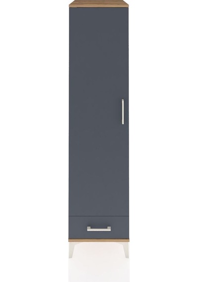 Kronos Dolap 4 Raflı Tek Çekmeceli Tek Kapaklı 44x59x182 Çam-antrasit Atlas Çam