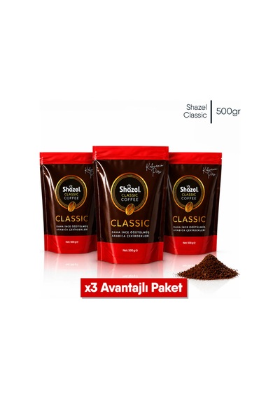 Shazel Classic Çözünebilir Kahve 500 Gr 3 Paket Granül