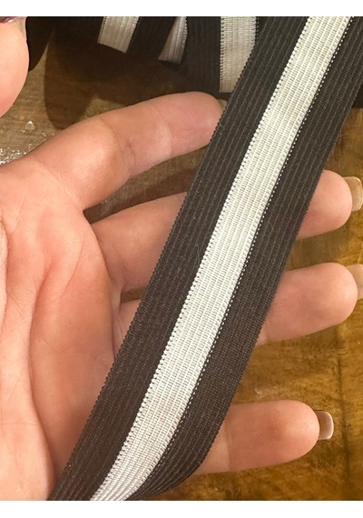 Siyah Beyaz Çizgili Şerit En 3 Cm Dikiş Giyim Aksesuarı 1 Metre