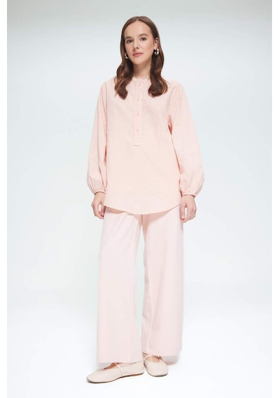 Defacto Wide Leg Keten Karışımlı Geniş Paça Pantolon F1345ax25smpn437 Pembe