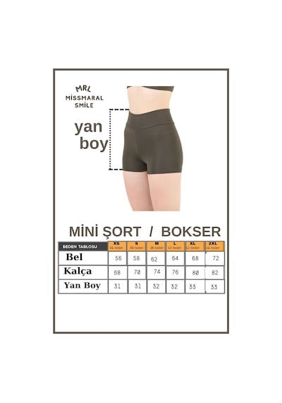 Missmaral Kadın Haki Yüksek Bel Toparlayıcı İç Göstermeyen Boxer Şort Deniz, Havuz & Günlük Kullanım İçin Haki