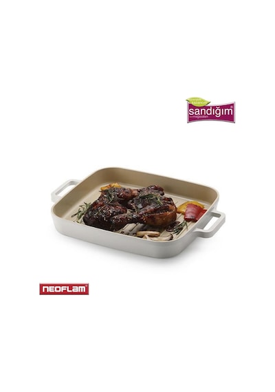 Neoflam Fika Alüminyum Döküm Dikdörtgen Izgara Grill Tava 28 CM M