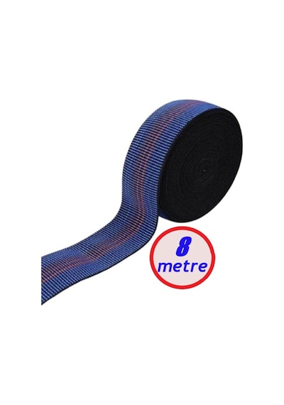 Kaliteli Elastik Kolon - Üç Çizği Mavi 5cm Eninde 8-12-24-48-72 Metre Esnetilmeden Kesilir Mavi 08 Metre