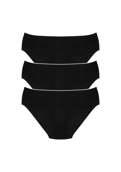 Alya Underwear  Kadın Pamuklu Bato Kesim Külot - 3 Adet Beyaz - 3'lü Paket Siyah