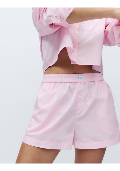 Marks & Spencer Saf Pamuklu Pijama Şort T37003482S Pembe