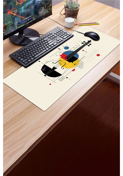 Sonictouch Klavye Mousepad 32x70cm Dikişsiz Pürüzsüz Sıvı Geçirmez Kaymaz Taban Mondrian Kemanı