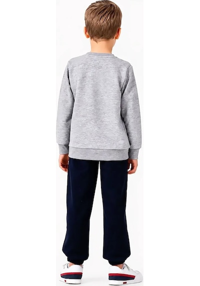 U.S. Polo Assn. Karakter Baskılı Sweatshirt & Eşofman Altı Erkek Çocuk İkili Takım Gri Melanj