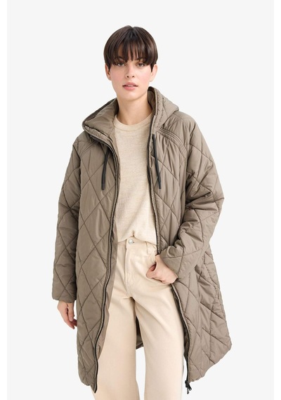 Defacto Regular Fit Kapüşonlu Kapitoneli Fermuarlı Parka F2882ax25wnkh402 Haki-kh402
