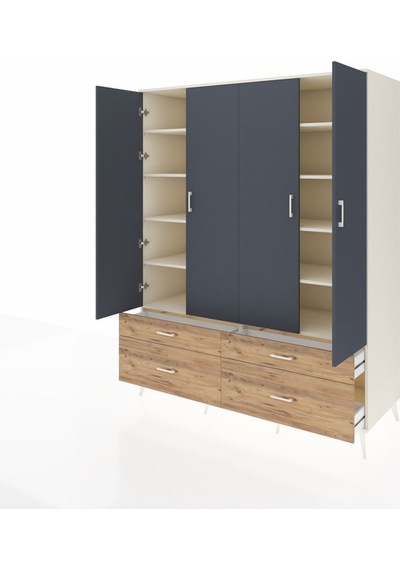 Kronos Gardrop 10 Raflı 4 Çekmeceli 4 Kapaklı 176x59x221 Aytaşı-antrasit/çam Antrasit/çam Kronos Gardrop 10 Raflı 4 Çekmeceli 4 Kapaklı 176x59x221 Aytaşı-antrasit/çam Antrasit/çam