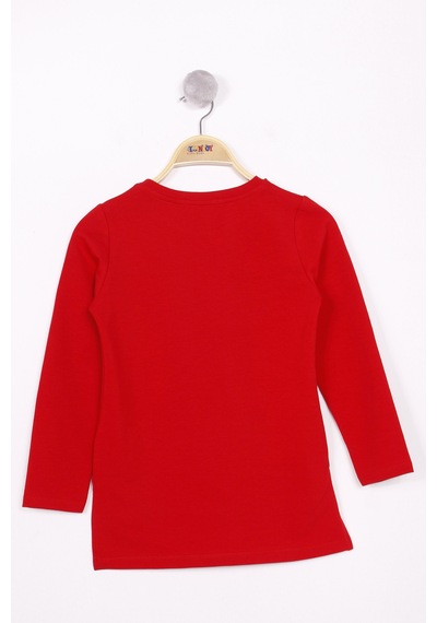 Toontoy Kız Çocuk Gözlüklü Kız Baskılı Sweatshirt Kırmızı