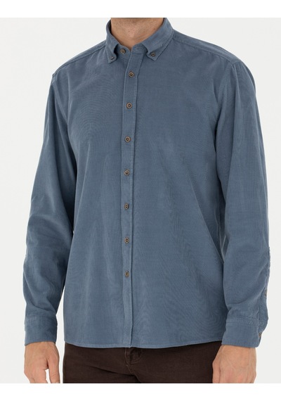 Pierre Cardin Saks Regular Fit Uzun Kollu Gömlek 50274112 Vr032 Koyu Mavi