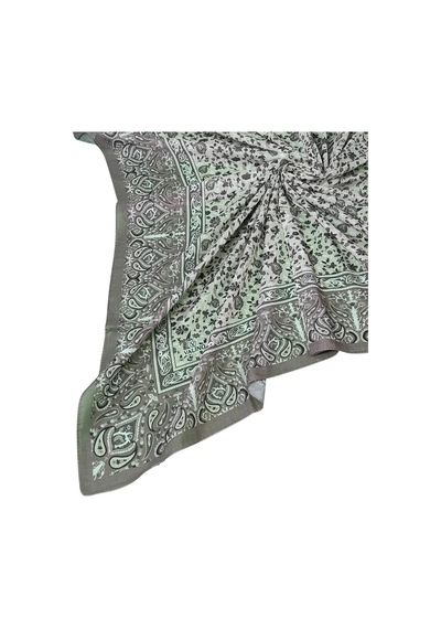Mim Eşarp Mısırlı Eşarpları Büyük Boy Etnik Desenli Eşarp 120x120 Cm Vizon
