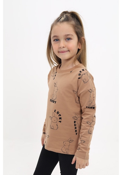 Toontoy Kız Çocuk Baskılı Sweatshirt Kahverengi Toontoy Kız Çocuk Baskılı Sweatshirt Kahverengi