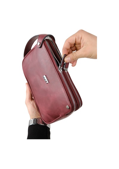 Mft Leather Hakiki Deri Unisex El Çantası Moon Bag 4381 Tiguan Bordo