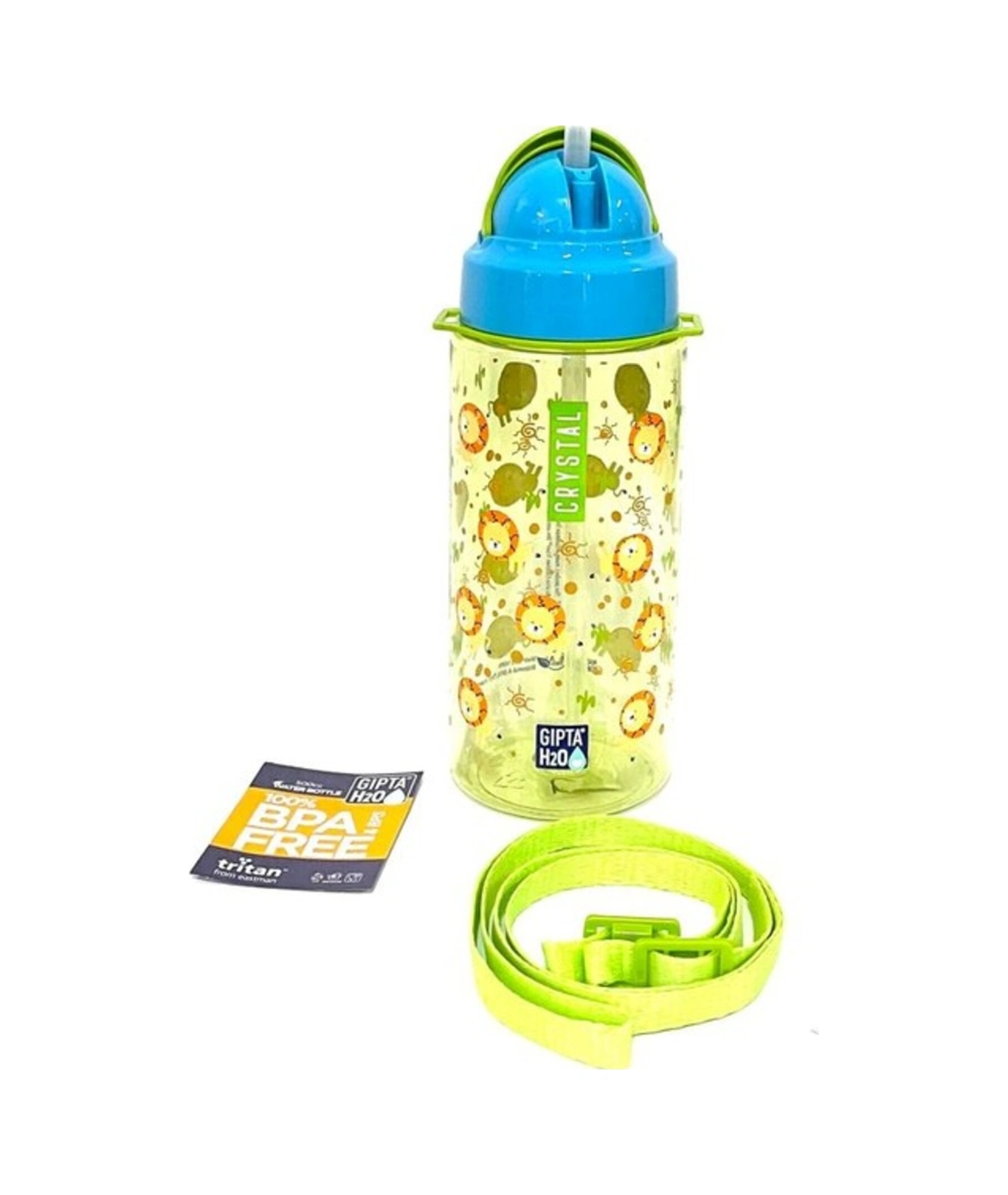 Yeşil Crystal Tritan Desenli Pipetli Matara Suluk 500 Ml Renkli