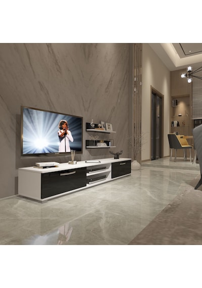 Decoraktiv Eko 4 Mdf Dvd Tv Ünitesi Tv Sehpası Beyaz - Siyah