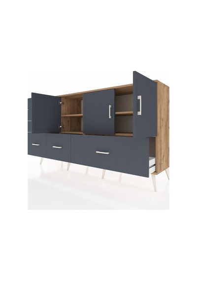 Hyperion Konsol 4 Raflı 6 Çekmeceli 3 Kapaklı 176x44x99 Çam-antra Çam-antrasit Hyperion Konsol 4 Raflı 6 Çekmeceli 3 Kapaklı 176x44x99 Çam-antra Çam-antrasit