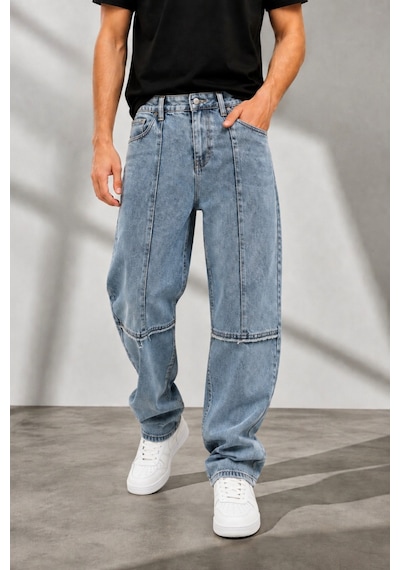 Public Denim Erkek Baggy Jean Pantolon Bol Kesim Yıkamalı Desenli Dikiş Detaylı Oversize K... Mavi Public Denim Erkek Baggy Jean Pantolon Bol Kesim Yıkamalı Desenli Dikiş Detaylı Oversize K... Mavi