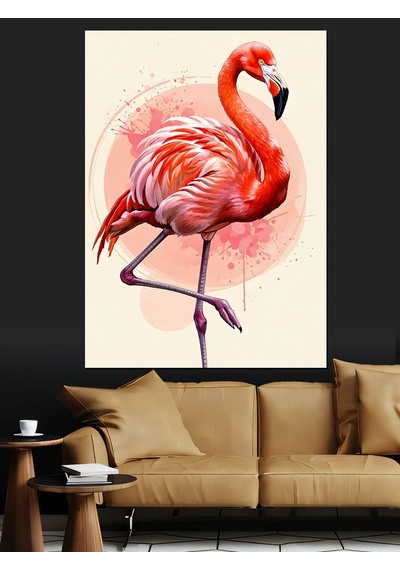 Ahşap Tablo Flamingo Kuşu Pembe Zarif